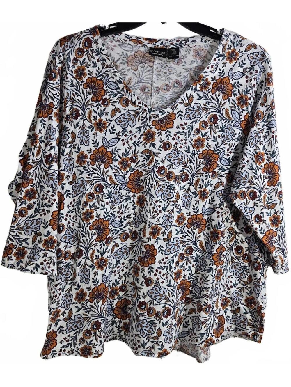 Rachel Zoe Floral Patterned 3/4 Sleeve Blouse Plus Size 3X
